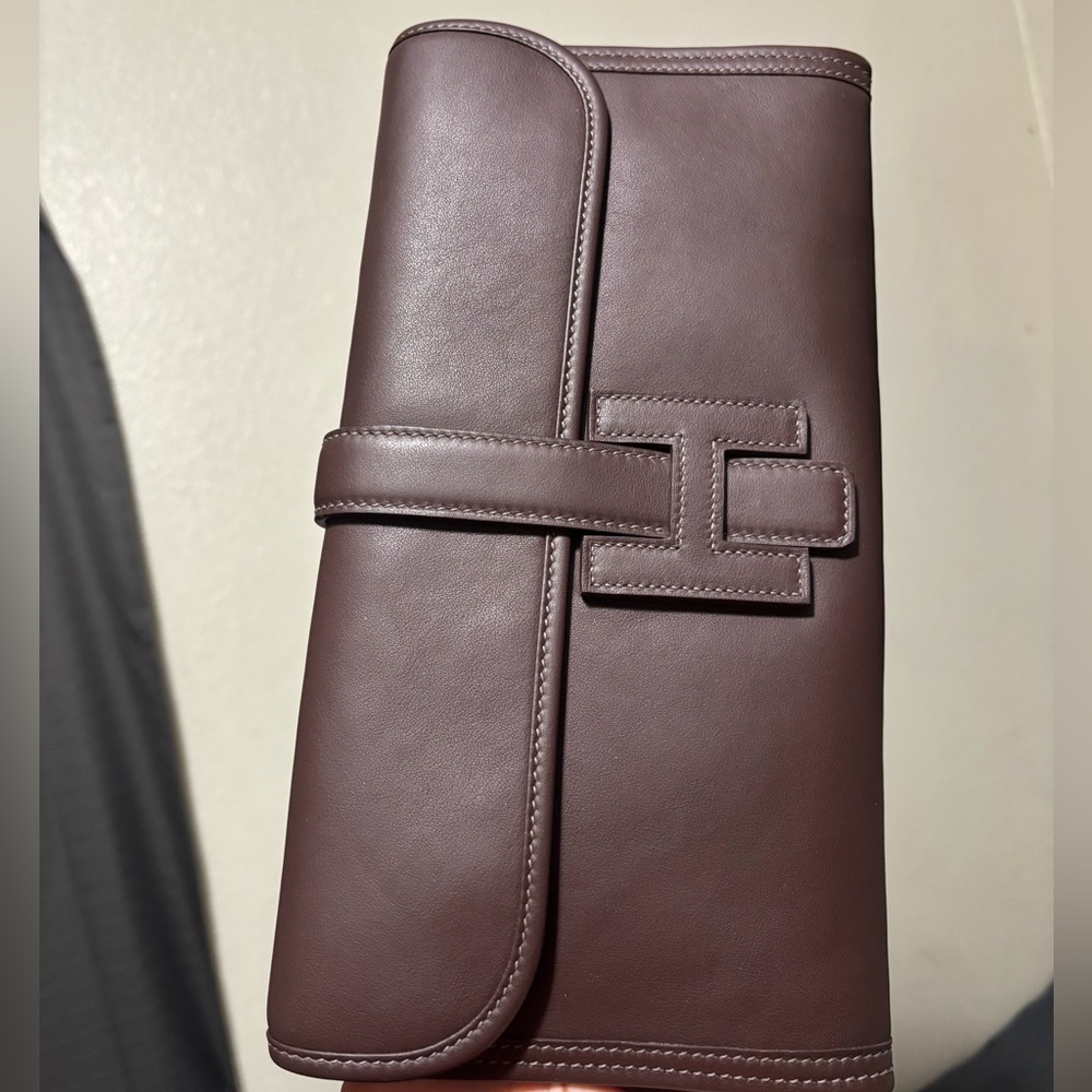 Hermes Elegant Brown Leather Clutch